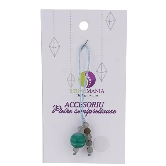 Accesoriu cu pietre semipretioase Agat verde sfera 10mm si Labradorit 4mm