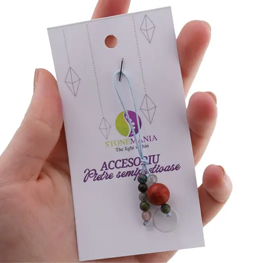 Accesoriu cu pietre semipretioase Coral rosu pasta sfera 10mm si mix cristale 4mm, imagine 3
