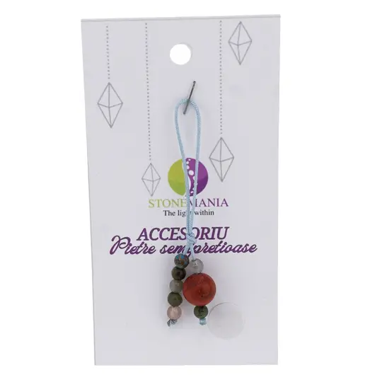 Accesoriu cu pietre semipretioase Coral rosu pasta sfera 10mm si mix cristale 4mm