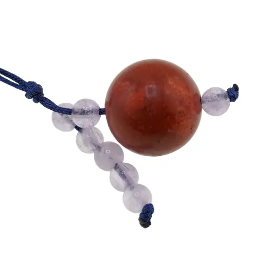 Accesoriu cu pietre semipretioase Coral rosu pasta sfera 14mm si Ametist 4mm, imagine 2