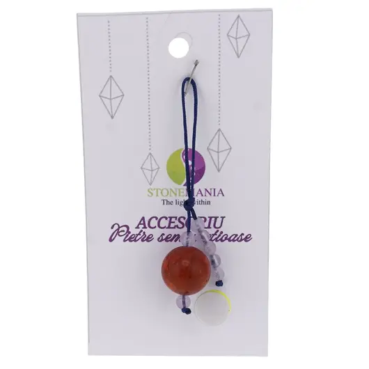 Accesoriu cu pietre semipretioase Coral rosu pasta sfera 14mm si Ametist 4mm