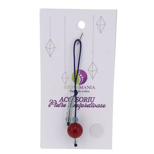 Accesoriu cu pietre semipretioase Coral rosu sfera 10mm si Fluorit 4mm