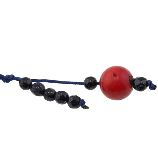 Accesoriu cu pietre semipretioase Coral rosu sfera 10mm si Goldstone albastru 4mm, imagine 2
