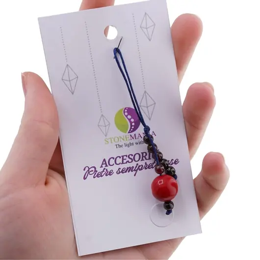 Accesoriu cu pietre semipretioase Coral rosu sfera 10mm si Granat 4mm, imagine 3