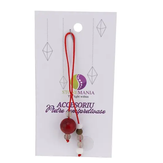 Accesoriu cu pietre semipretioase Coral rosu sfera 10mm si mix cristale 4mm, imagine 2