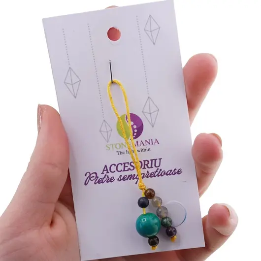 Accesoriu cu pietre semipretioase Crisocola sfera 10mm si mix cristale 4mm, imagine 3