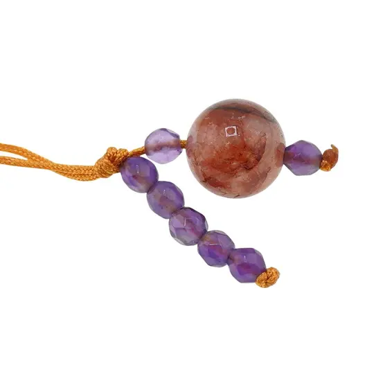 Accesoriu cu pietre semipretioase Cuart tangerin sfera 10mm si Ametist 4mm, imagine 2