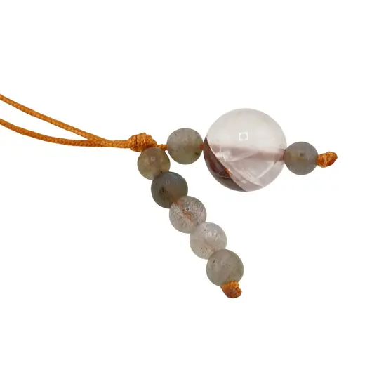 Accesoriu cu pietre semipretioase Cuart tangerin sfera 10mm si Labradorit 4mm, imagine 2