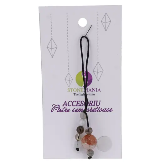 Accesoriu cu pietre semipretioase Cuart tangerin sfera 10mm si mix cristale 4mm