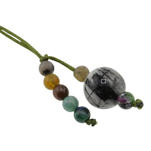 Accesoriu cu pietre semipretioase Cuart turmalinat sfera 10mm si mix cristale 4mm, imagine 2