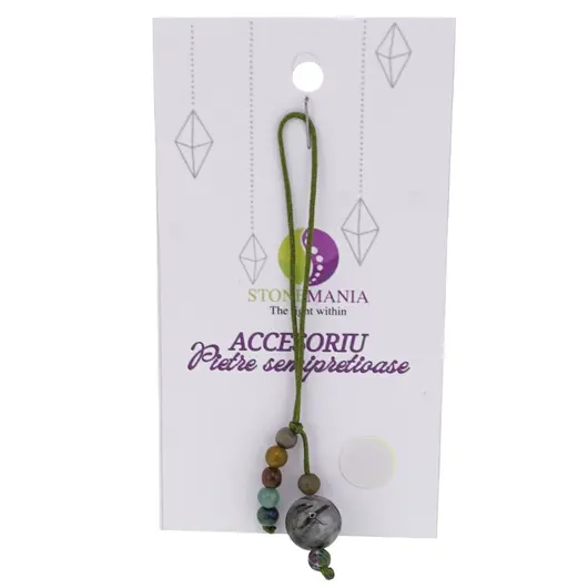 Accesoriu cu pietre semipretioase Cuart turmalinat sfera 10mm si mix cristale 4mm