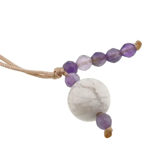 Accesoriu cu pietre semipretioase Howlit sfera 10mm si Ametist 4mm, imagine 2