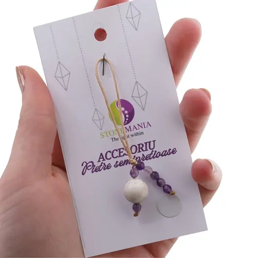 Accesoriu cu pietre semipretioase Howlit sfera 10mm si Ametist 4mm, imagine 3