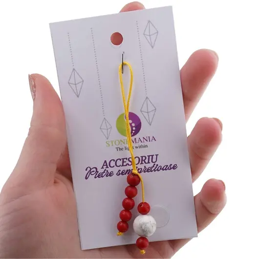 Accesoriu cu pietre semipretioase Howlit sfera 10mm si Coral 5-6mm, imagine 3