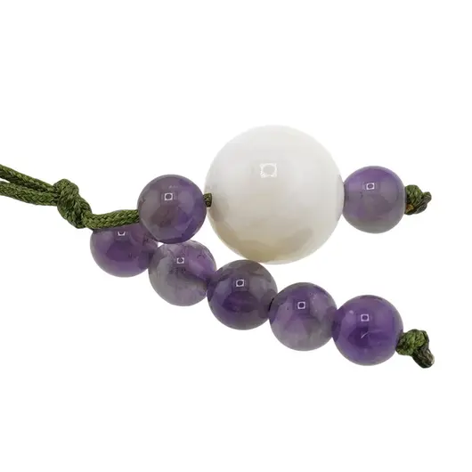 Accesoriu cu pietre semipretioase Sidef alb sfera 10mm si Ametist 5mm, imagine 2