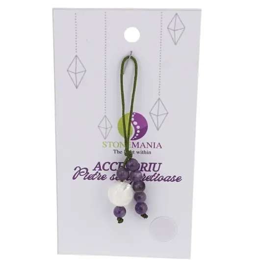 Accesoriu cu pietre semipretioase Sidef alb sfera 10mm si Ametist 5mm