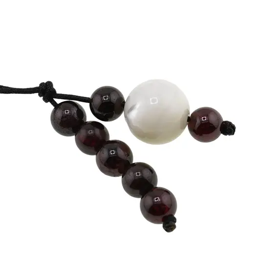 Accesoriu cu pietre semipretioase Sidef alb sfera 10mm si Granat 5-6mm, imagine 2
