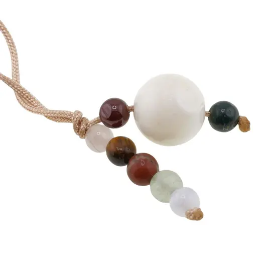 Accesoriu cu pietre semipretioase Sidef alb sfera 10mm si mix cristale 4mm, imagine 2