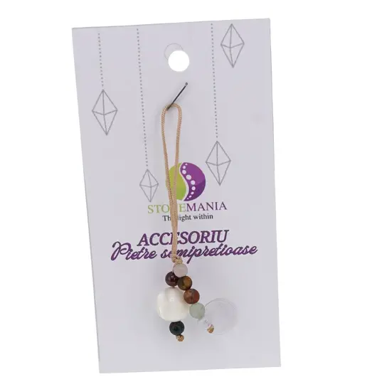 Accesoriu cu pietre semipretioase Sidef alb sfera 10mm si mix cristale 4mm