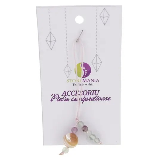 Accesoriu cu pietre semipretioase Sidef sfera 10mm si Fluorit 4mm