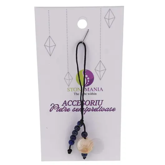 Accesoriu cu pietre semipretioase Sidef sfera 10mm si Lapis lazuli 4mm