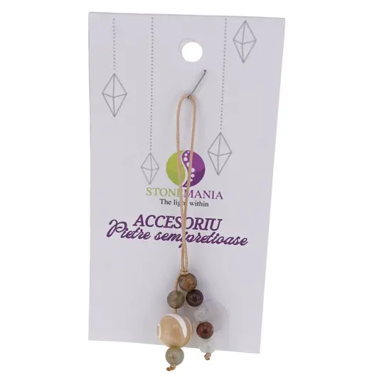 Accesoriu cu pietre semipretioase Sidef sfera 10mm si mix cristale 5mm