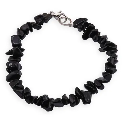 Bratara cu pietre chips Obsidian auriu, 6-10mm