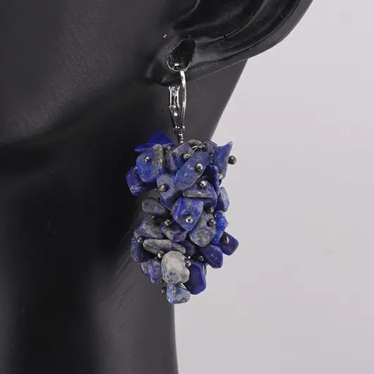 Cercei cu agatatoare ciorchine Lapis lazuli, imagine 2