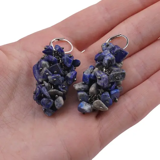 Cercei cu agatatoare ciorchine Lapis lazuli, imagine 3