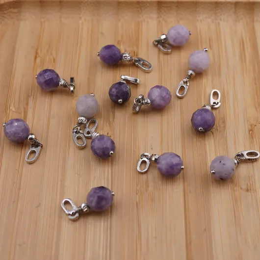 Pandantiv Lepidolit sfera fatetata cu Argint 925, 8mm, imagine 2