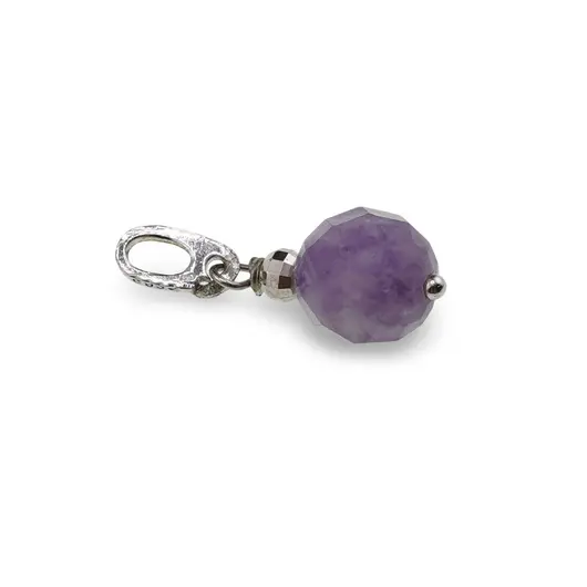 Pandantiv Lepidolit sfera fatetata cu Argint 925, 8mm