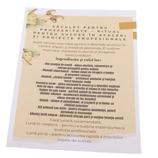 Saculet pentru prosperitate - Ritual pentru succes in afaceri si proiecte profesionale, imagine 3