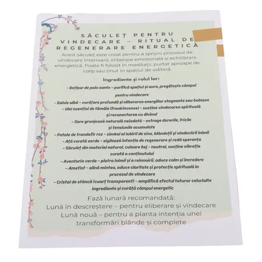 Saculet pentru vindecare - Ritual de regenerare energetica, imagine 3