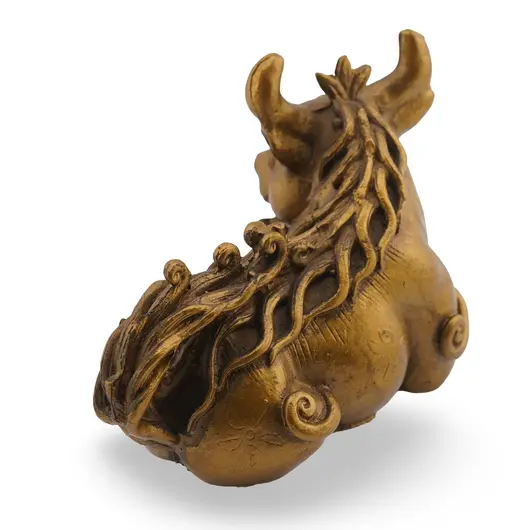 Statueta Feng Shui Bivol auriu din rasina, 11,5cm, imagine 2