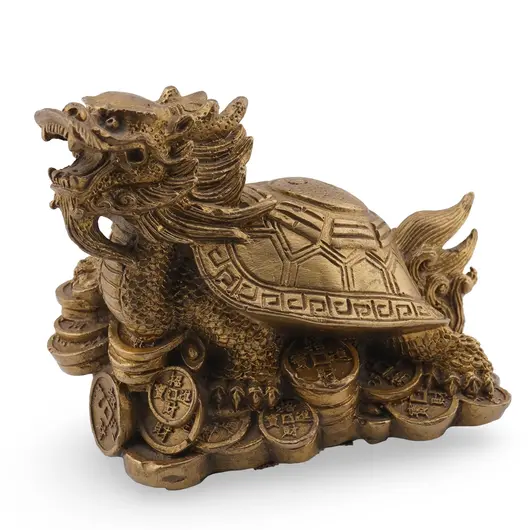 Statueta Feng Shui Broasca testoasa Dragon din alama, 11cm