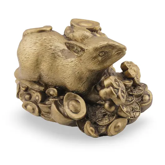 Statueta Feng Shui Sobolan cu sac de bani si Ru yi din rasina, 12cm, imagine 2