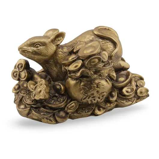Statueta Feng Shui Sobolan cu sac de bani si Ru yi din rasina, 12cm