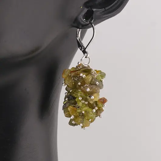 Cercei cu agatatoare ciorchine Peridot, imagine 2