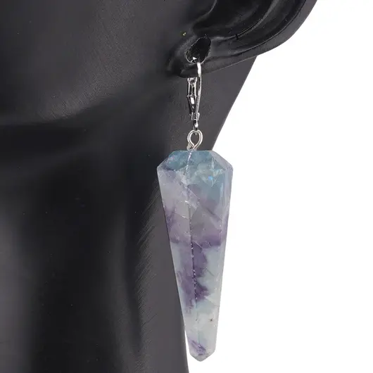 Cercei cu agatatoare Fluorit forma pendul, imagine 2