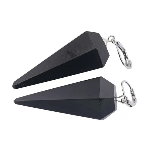 Cercei cu agatatoare Obsidian negru forma pendul