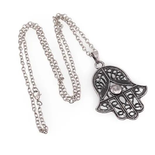 Colier Feng Shui cu pandantiv Hamsa, 6cm