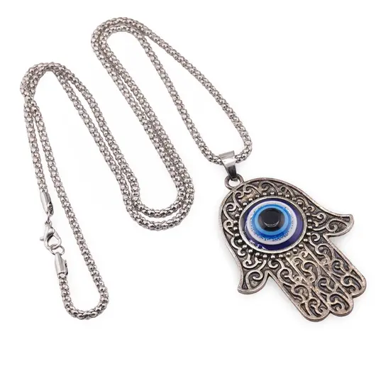 Colier Feng Shui cu pandantiv Hamsa gravata cu Ochi protector, 6,5cm