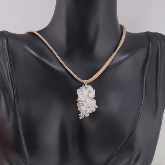 Set pandantiv si cercei cu agatatoare ciorchine Cristal de stanca, imagine 2