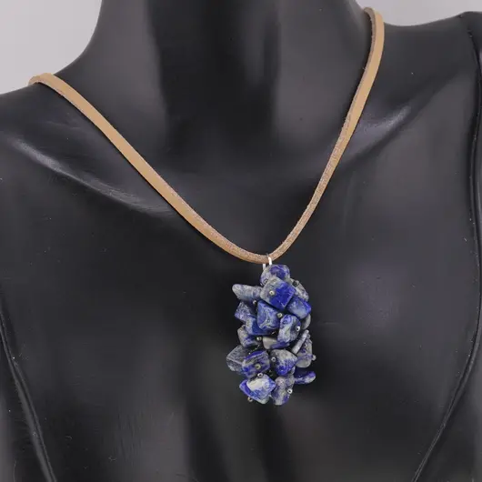 Set pandantiv si cercei cu agatatoare ciorchine Lapis lazuli, imagine 2