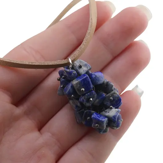 Set pandantiv si cercei cu agatatoare ciorchine Lapis lazuli, imagine 4