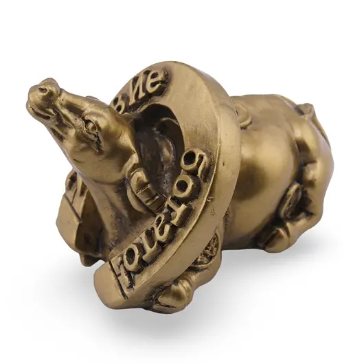Statueta Feng Shui Bivol asezat cu potcoava din rasina, 7cm, imagine 2