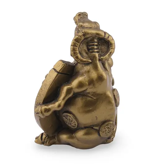 Statueta Feng Shui Bivol cu potcoava in jos din rasina, 7cm, imagine 2