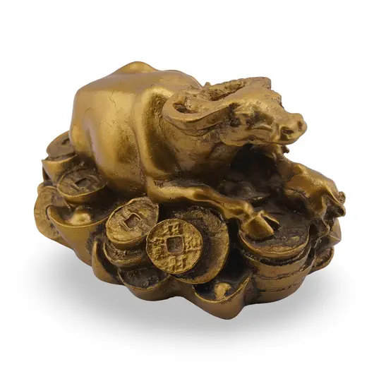 Statueta Feng Shui Bivol cu pui din rasina, 8,5cm, imagine 2