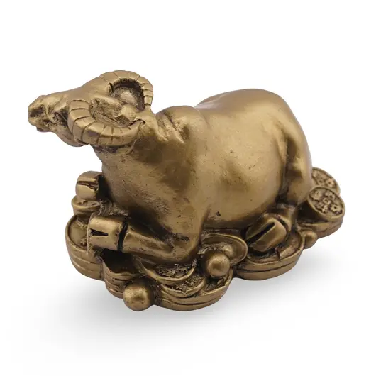 Statueta Feng Shui Bivol cu Ru yi din rasina, 6cm, imagine 2