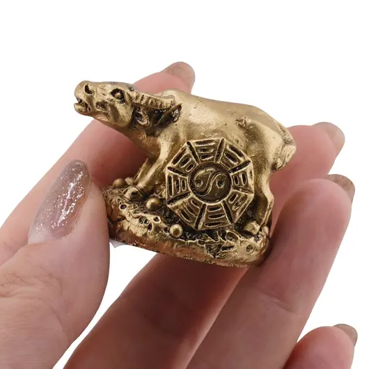 Statueta Feng Shui Bivol mediu cu bagua in lateral din rasina, 4cm, imagine 3